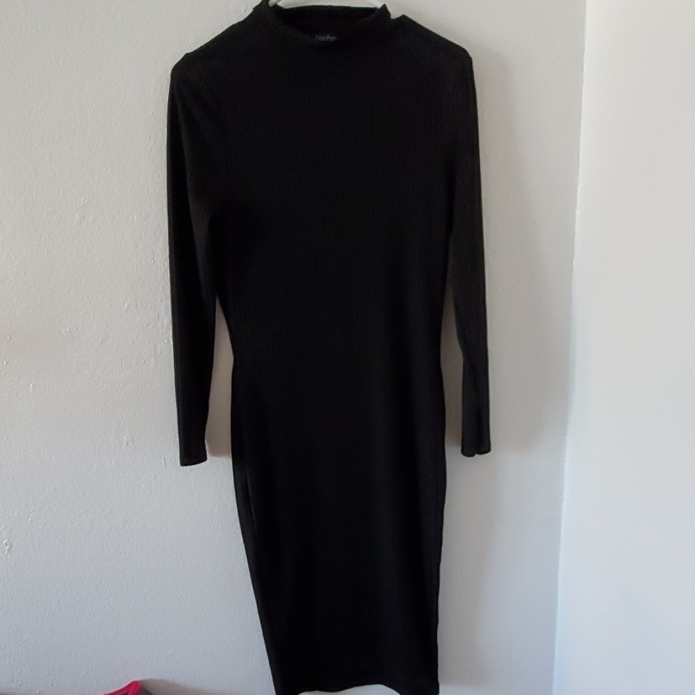 Boohoo High Neck Long Sleeve Dress
